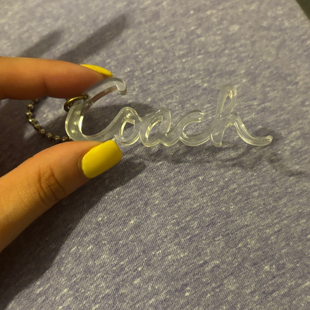 Coach Clear Script Keychain - Transparent with Silver Chain - Picture 3 of 4